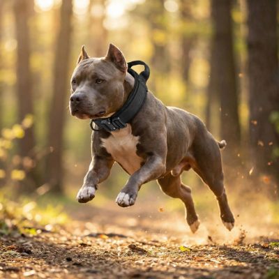 pitbull porte collier chien noir tactique