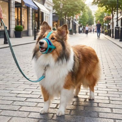 shetland porte muselière pour chien couleur vert