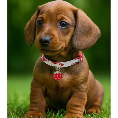 adorable bébé teckel avec collier chiot fraise