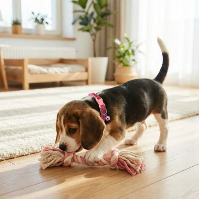 bébé beagle porte collier chiot rose paillettes