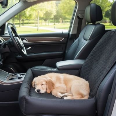 bebe labrador dort dans protection siege auto chien