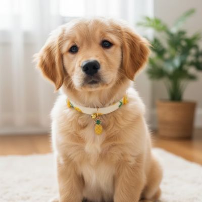 bébé labrador porte collier chiot ananas
