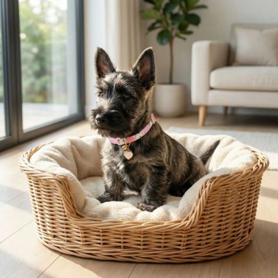 bébé scottish terrier avec collier chiot pomme