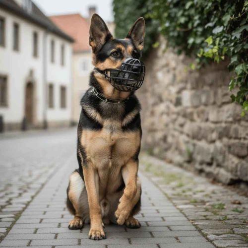 berger allemand porte muselière chien noir