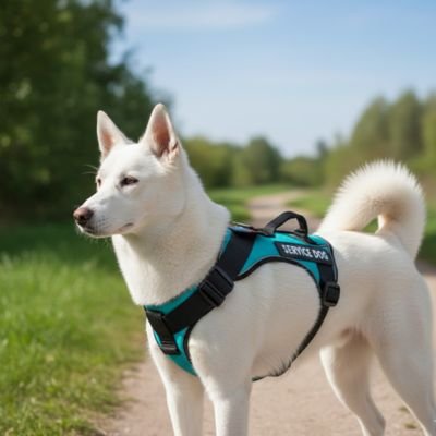 berger blanc porte harnais chien patch vert 