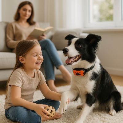 border collie porte collier de dressage pour chien orange