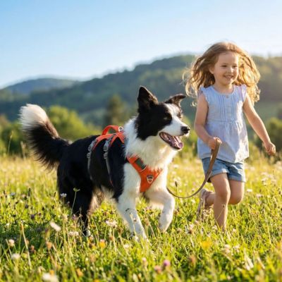 border collie porte harnais chien poignée orange