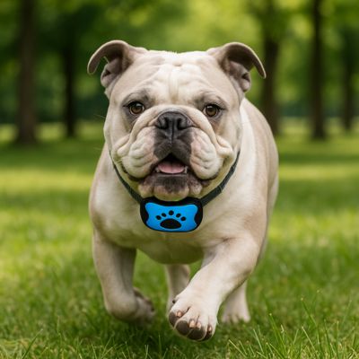 bouledogue court avec collier de dressage pour chien