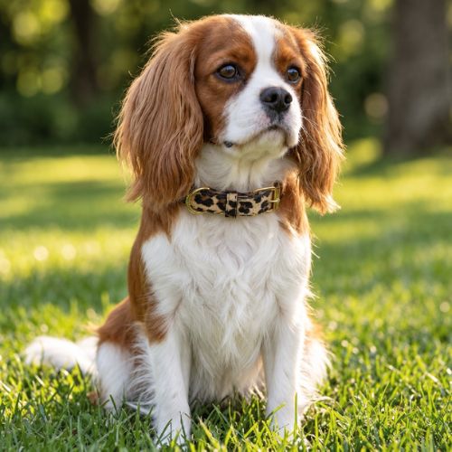 cavalier king charles porte collier pour chien léopard