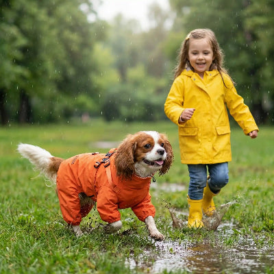 cavalier king charles porte manteau imperméable pour chien orange