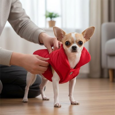 chiwawa avec manteau pour petit chien rouge