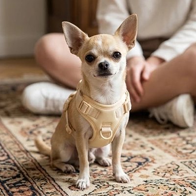 chiwawa porte harnais anti traction chien beige