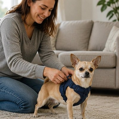 chiwawa porte harnais anti traction chien bleu foncé