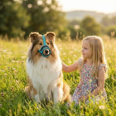 colley avec muselière pour chien verte