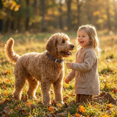 labradoodle porte collier en cuir pour chien marron