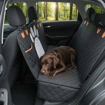 labrador allongé sur protection voiture pour chien