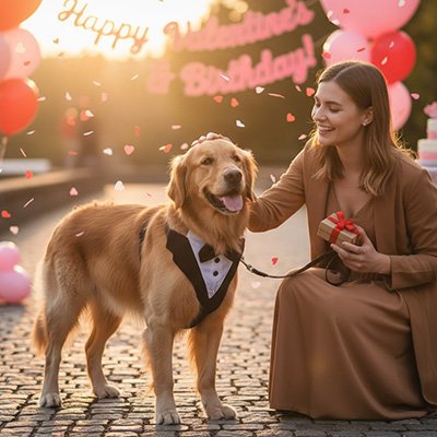 labrador avec harnais chien chic pour anniversaire