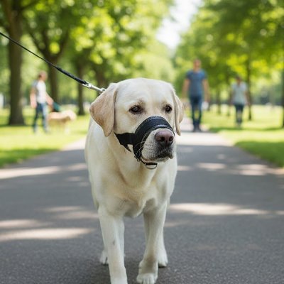 labrador avec muselière pour chien
