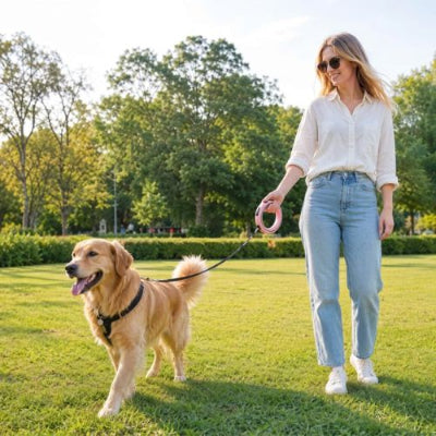 labrador en promenade avec laisse pour chien anneau