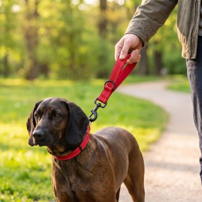 laisse courte pour chien rouge tailles
