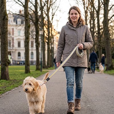 laisse pour chien toile jaune