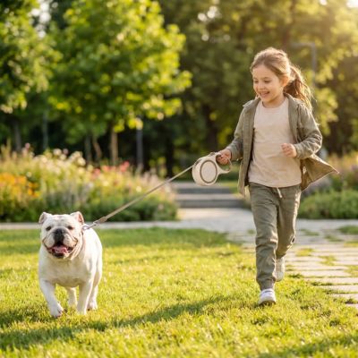 laisse-rétractable pour chien kaki
