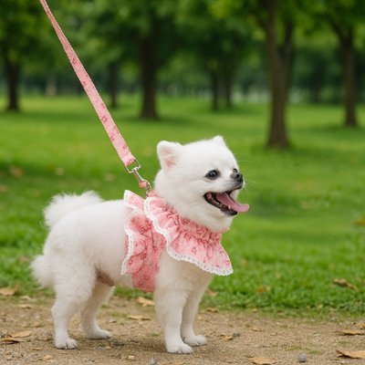 loulou porte harnais petit chien rose avec laisse
