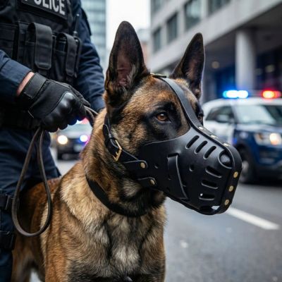 malinois chien policier porte muselière chien pro