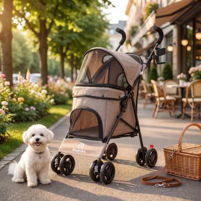 poussette pour chien couleur café