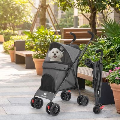 poussette pour chien couleur gris