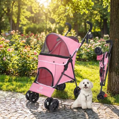 poussette pour chien couleur rose