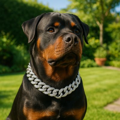 rottweiler avec collier pour chien bijoux