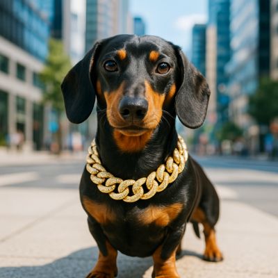 teckel avec collier pour chien bijoux