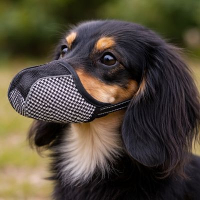 teckel avec muselière petit chien