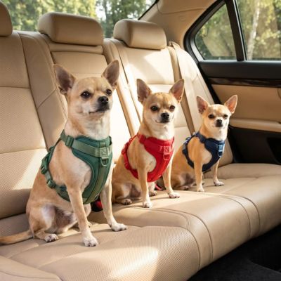 trois chiwawa portent harnais anti traction chien